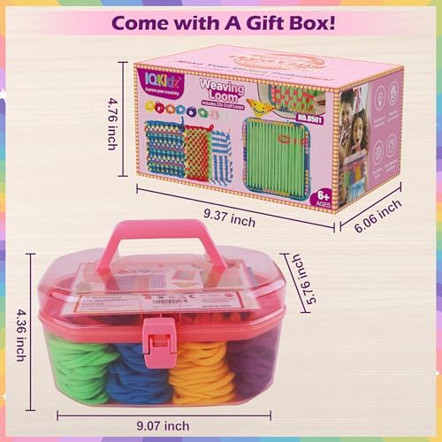 IQKidz Weaving Loom Kit Toys, DIY Arts and Crafts for Kids and Adults, Ideal Gifts for Girls Ages 5 6 7 8-12 13, Easy Potholder Loom Knitting Activity for Beginners, 224 Craft Loops - Image 6