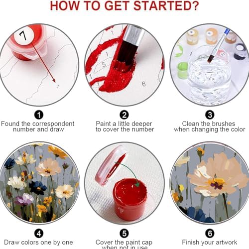 2 Pack Flowers Paint by Numbers Kit for Adults Beginner (Without Frame) - Image 7