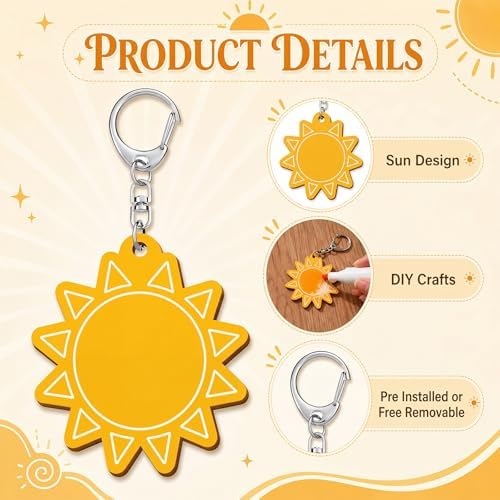 RattanView 24 Pcs Sun Craft DIY Wooden Sun Expressions Kits - Image 2