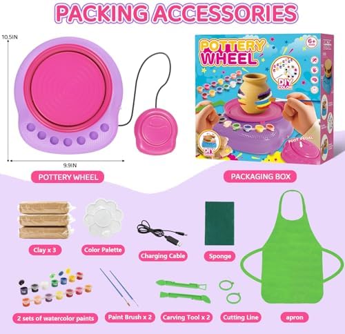 Pottery Wheel for Kids, Complete Kit with Air-Dry Clay, Ages 8-12 - Image 3