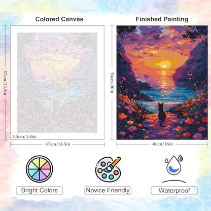 Sunset Paint by Numbers Kit for Adults Beginner Without Frame 16x20 IN - Image 3