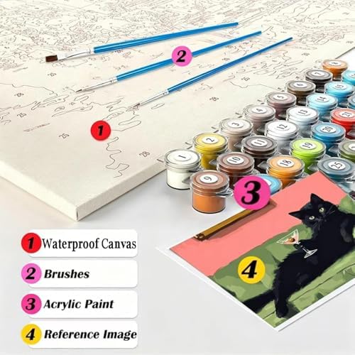 GEMFAMILY Black Cat Paint by Numbers Kit for Adults Beginner 16 X 20 inch - Image 6