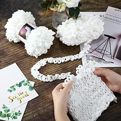 3 Rolls Finger Blanket Yarns Puffy Loop Yarn Soft Crochet Fluffy Finger Knitting Chunky Hand Woven Fluffy for DIY Knitting Crafts(White) - Image 4