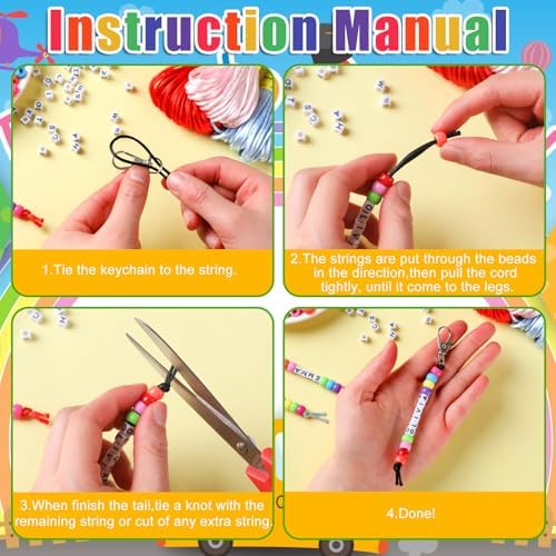Suncalla 984 Pcs 24 Set Back to School Keychain Making Kit DIY Bead Craft - Image 3