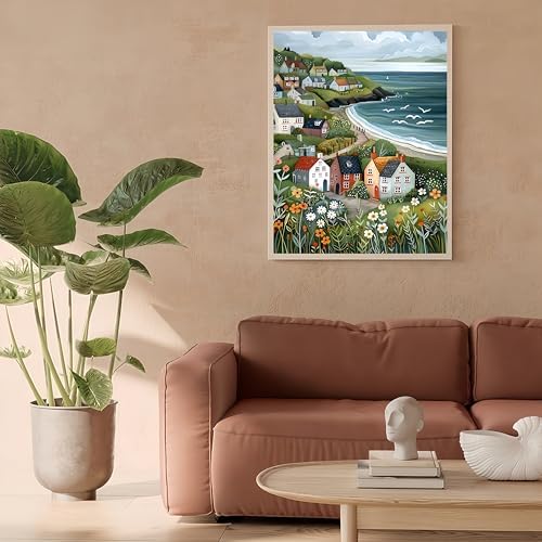 DOTSTART Paint by Numbers Kit for Adults Beginner,Peaceful Island by The Sea Adult Paint by Number Kits on Canvas,Painting by Numbers Easy Oil Painting,for Home Wall Decor15.7X19.7 Inch - Image 4