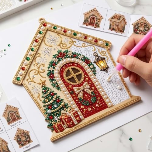 Christmas Diamond Pearl Painting Suncatcher Kit Christmas Ornaments 2026 (Style-F) - Image 3