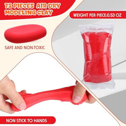 VioraWhite 72 Pcs 38oz Air Dry Clay Bulk Modeling Clay,Red - Image 2