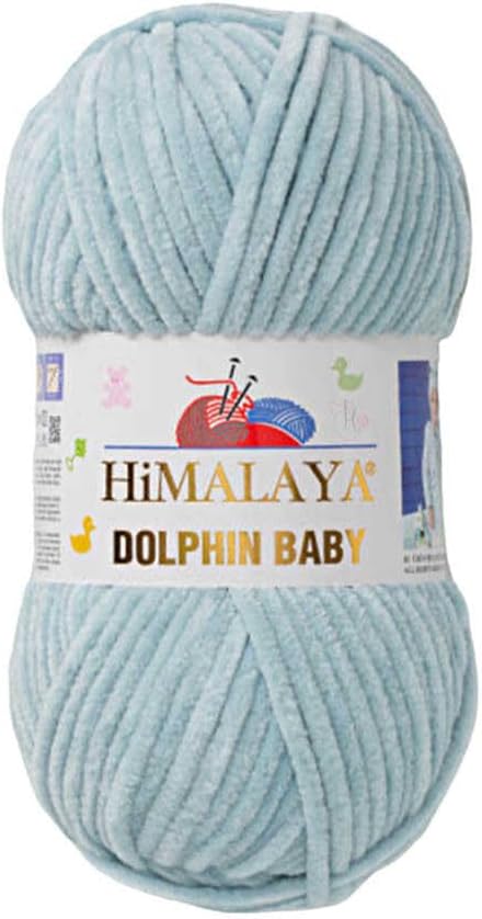 5 Skein/Pack Himalaya Dolphin Baby Chenille Yarn, Each Ball 100 gr (3.5 oz), 120 m (132 Yards), 100% Polyester, Super Bulky Baby Blanket Velvet Amigurumi Yarn, 80347 - Pastel Green