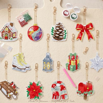 LAKEQUILL Winter Holiday 12 Pcs 5D Diamond Painting Keychain Kit - Image 7