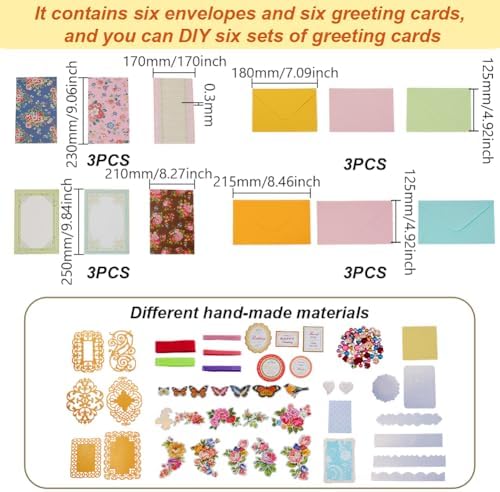 AHANDMAKER Handmade Greeting Card Making Kits, DIY Thank You Card Set Flowers Theme Paper Envelopes Cards Stickers for Christmas Thanksgiving Mother's Day Birthday Gifts Crafts Decorations - Image 2