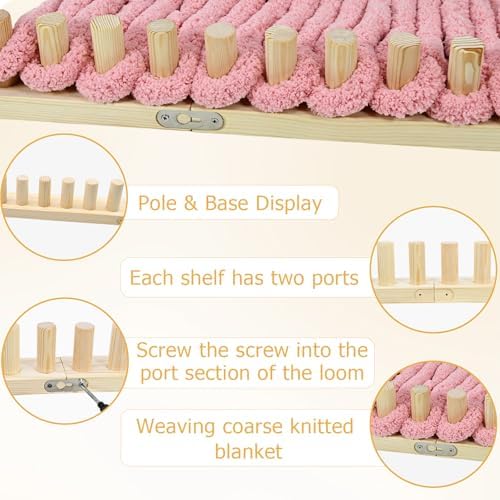 ZMJY 46" Adjustable Chunky Yarn Loom Kit for DIY Blankets | Beginner-Friendly Hand Knitting Loom with Modular Wooden Frame | No Needles Required for Family Craft, Home Decor & Stress Relief - Image 5