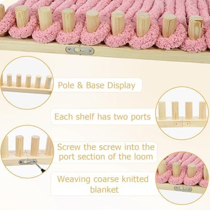 ZMJY 46" Adjustable Chunky Yarn Loom Kit for DIY Blankets | Beginner-Friendly Hand Knitting Loom with Modular Wooden Frame | No Needles Required for Family Craft, Home Decor & Stress Relief - Image 5