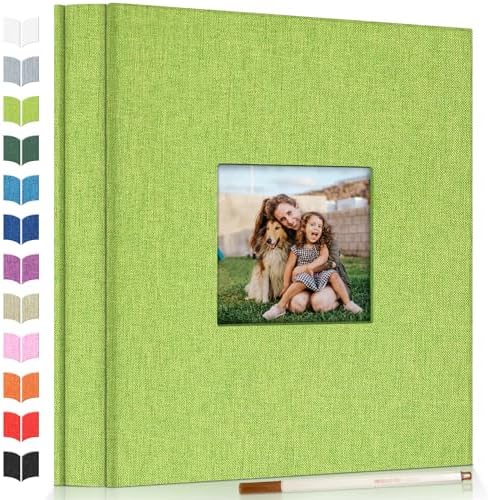 Artfeel Photo Album Self Adhesive Scrapbook Album for 3x5 4x6 5x7 8x10 Pictures,120 Pages Linen Cover with Display Window DIY Photo Book,Ideal Gifts for Family Travel Wedding Baby by Artfeel