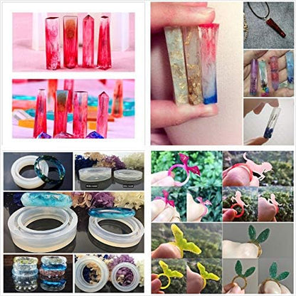 200ML Crystal Clear UV Resin Sunlight Curable 18 Molds 28 Dyes (Metallic & Normal) 17 Bezels 36 Holographic Decorations, Resin Kit for DIY Crafts Jewelry Making Rings Bracelets Pendants Earrings - Image 4