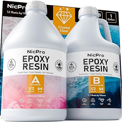 Nicpro 1 Gallon Crystal Clear Epoxy Resin Kit, Not Yellowing Resin by Nicpro