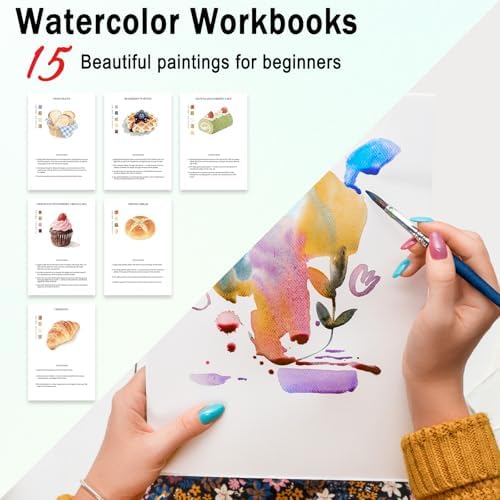 Watercolor Workbooks Baking, 15 Beautiful Paintings for Water Color Book Adult, Watercolor Coloring Book for Beginners, Watercolor Workbook for Adults Teens (Without Palette, Baking) - Image 2