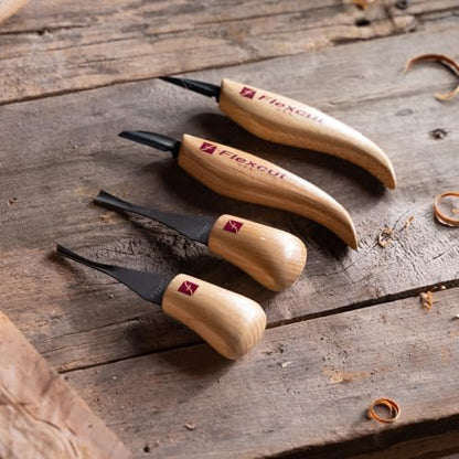 Flexcut Wood Carving Tools| Beginner Palm & Knife Set | 1095 High Carbon Steel Blades| Ergonomic Ashwood Handles | KN600 | Made in the U.S.A. - Image 6