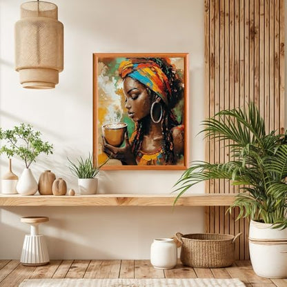 Lxmsja African Woman Paint by Numbers Kit for Adults, Coffee Acrylic Paint by Numbers for Adults Beginner, DIY Craft Supplies Oil Painting Kits for Home Wall Decor 16x20 inch (No Frame) - Image 4