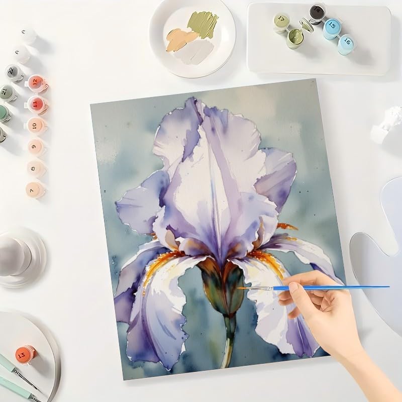 TAOPAOLAB Floral Paint by Numbers Kit for Adults - DIY Purple Iris Flower Painting on Canvas 8x12In, Framed Acrylic Paint Set, Suitable for Beginners, Art for Home Decoration or Gifts - Image 3
