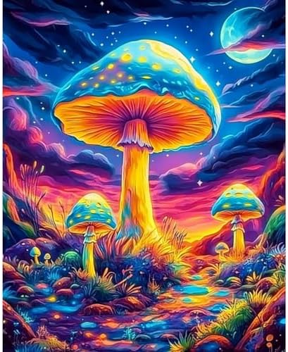 obterie Mushroom Paint by Numbers Kit for Adults Beginner Trippy Oil Painting Kit Adult Paint by Number Kits on Canvas DIY Painting for Beginners Art by Numbers for Gifts Home Wall Decor 16x20 Inch by Unknown