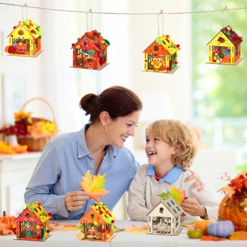 Thanksgiving Fall Crafts Wooden House for Adults, Painting Arts Kit Decor - Image 6
