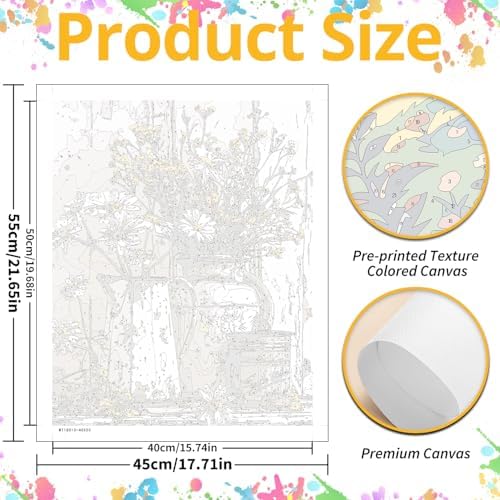Daisy Paint by Numbers Kit for Adults, 16x20 inch - Image 3