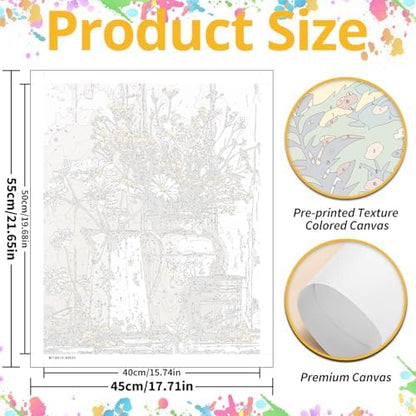 Daisy Paint by Numbers Kit for Adults, 16x20 inch - Image 3