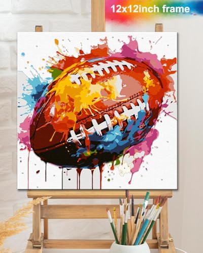 TOCARE Framed Paint by Numbers Kit for Adults Beginners & Kids Ages 8-12,12x12inch American Football Paint by Number with Frame, Cartoon Sports Football Paint by Numbers Framed Canvas (Without Easel) - Image 6