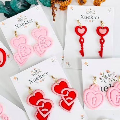 Xaekicr Heart Lock and Key Clay Cutters Set – 3PCS Polymer Clay Cutters for Earrings, Valentine’s Day Clay Earring Cutters, Polymer Clay Molds for Jewelry Making, Clay Tools - Image 4