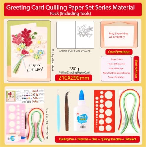 Wizardi Greeting Card Making Kit. Flowers DIY Quilling Kit F07M3-5-FL8 - Image 2