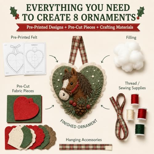 Winter Birds Pre-Cut Felt Heart Ornament Kit，Gingerbread Christmas - Image 2