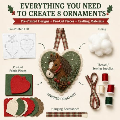 Winter Birds Pre-Cut Felt Heart Ornament Kit，Gingerbread Christmas - Image 2