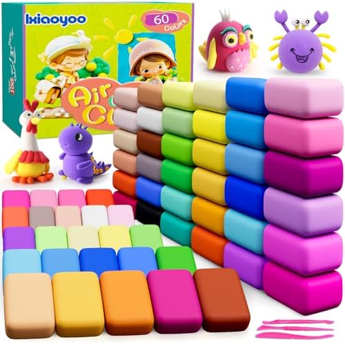 Ixiaoyoo Air Dry Clay, 60 Colors Foam Modeling Clay for School Projects by Ixiaoyoo