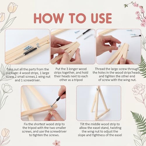 YooNotee 6 Pack Paint by Numbers Kit for Adults Pink Bookshelf Adult Paint by Number Kits for Women on Canvas Book DIY Acrylic Painting on 8x8 Inch Canvas with Wooden Easels & Brushes, Home Wall Decor - Image 4