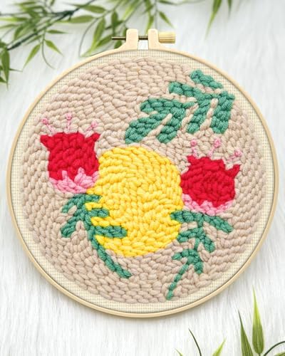ERKOON Punch Needle Kit Adults Beginners, DIY Easy Floral Embroidery Set for Starter Art Craft, Needling Punch Project with Patterns, Tools, Yarns, Hoop, Instruction (Rose Passing) - Image 4