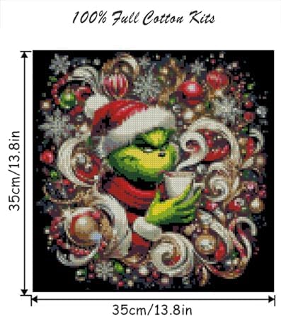 MjhRcll Christmas Stamped Cross Stitch Kits,DIY Winter Cross Stitch Ornament Kits for Adults Beginners, Counted Embroidery Needlepoint Kits Home Decor 14X14 inch - Image 2