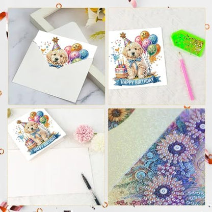 6PCS Diamond Art Painting Greeting Cards Kit, Birthday Themed DIY Card Making Set with Crystals and Envelopes, Creative Craft for Adults, Fun Party Activity and Personalized Gift - Image 7