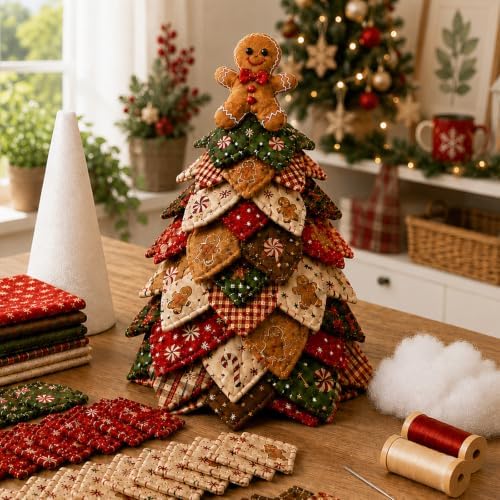 Daily Partner DIY Quilted Fabric Christmas Tree Kit, Arts and Crafts for Adults, (Gingerbread Man) by DailyPartner