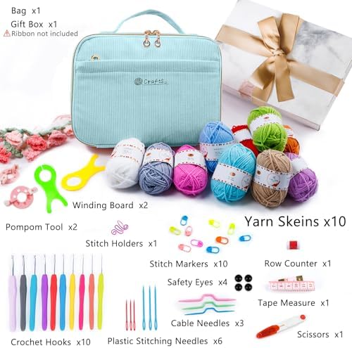 MYBAGZING Crochet Kit for Beginners,Yarn Starter Kit w/Hooks & Storage Bag - Image 2
