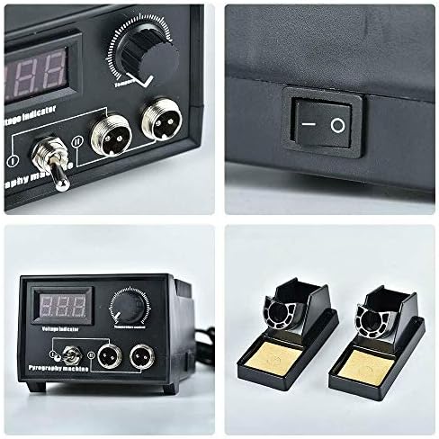 Wood Burning Kit 110V 60W Crafts Gourd Wood Burning Tools Multifunction Pyrography Machine Heating Kit Temperature Control Wood Burner Tool 20 Tips (Dual Port+Digital Display, Black) - Image 2