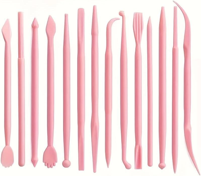 19 PCS Clay Sculpting Tools Set, Pink Air Dry Clay Tool, Polymer Clay Tool Kit, Dotting Tools, Dot Painting Tools, Clay Pottery Carving Tools for DIY Crafts Embossing Modeling - Image 5