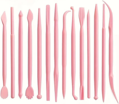 19 PCS Clay Sculpting Tools Set, Pink Air Dry Clay Tool, Polymer Clay Tool Kit, Dotting Tools, Dot Painting Tools, Clay Pottery Carving Tools for DIY Crafts Embossing Modeling - Image 5