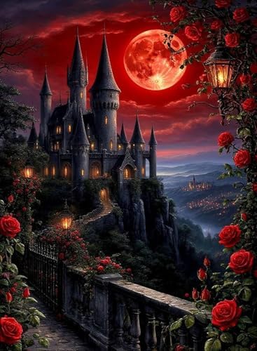 AIBOERL Paint by Numbers Kit for Adults Beginner, Halloween Castle, 12X16In by AIBOERL