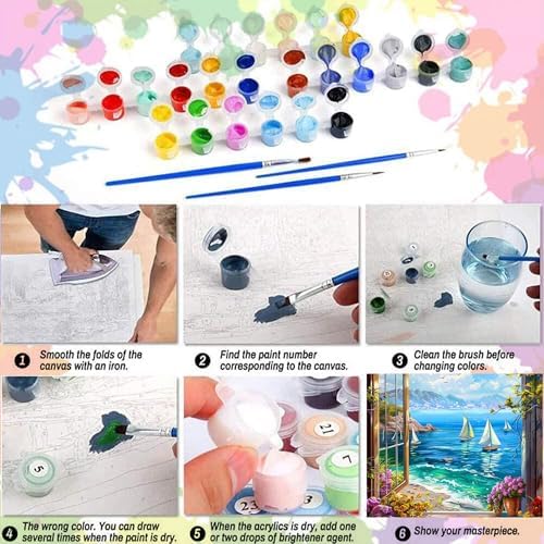 Arttoplus Beach Paint by Numbers Kit for Adults Beginner 16x20 inch - Image 6
