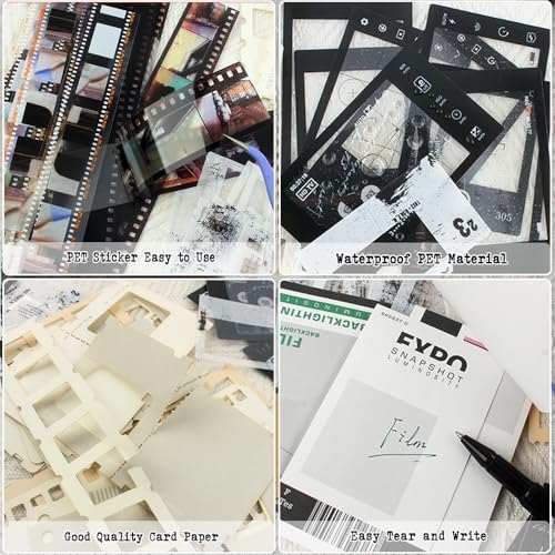 Diuhofart 94Pcs Scrapbooking Supplies Kit, Old Film Strips Photo Frames for Junk Journal Supplies, Scrap Booking Cutouts Papers Scrapbook Materials, Quote Stickers for Journaling, Collage - Image 3