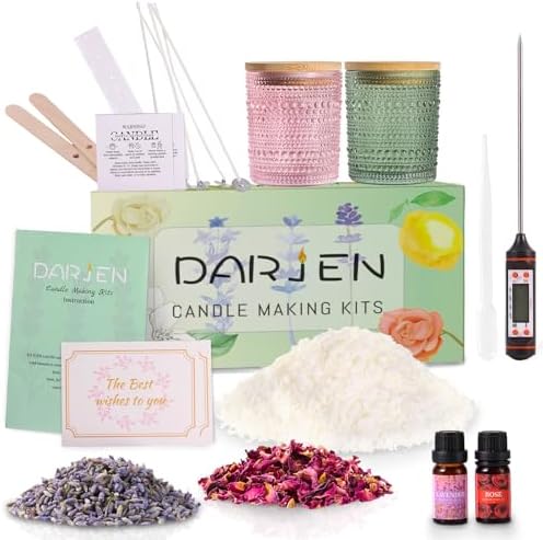 DARJEN Candle Making Kit for Beginners, 2 Jars Soy Wax Scented DIY Set by DARJEN