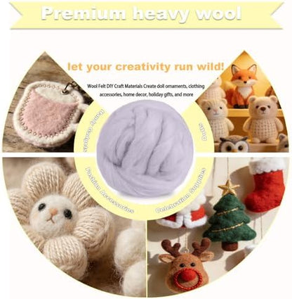 Wool Roving-3.5oz Needle Felting Wool, Soft Multi-Color Wool Fiber, Perfect Felting Wool Pure Wool, Chunky Yarn, for DIY Crafts, NeedleFelting Projects,and Artwork (Light Gray) - Image 3