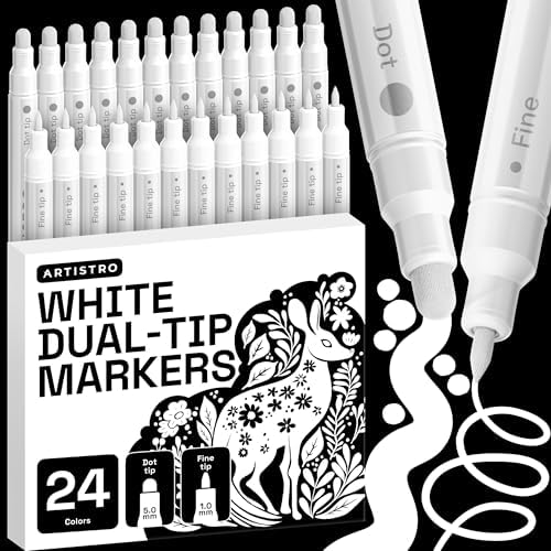 ARTISTRO White Dual-Tip Acrylic Paint Marker Pens - Set of 24 by ARTISTRO