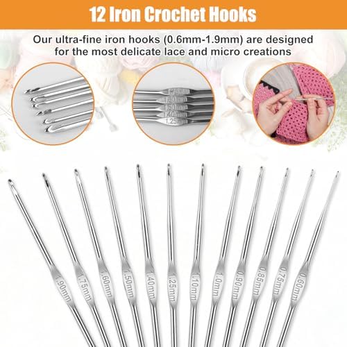 MECHEER Crochet Kit for Beginners, 54 Pack Crochet Hook Set Crochet Accessories, Ergonomic Knitting Kit with Storage Case, Crochet Needles, Hand Craft Knitting Accessories for Crocheters - Image 4