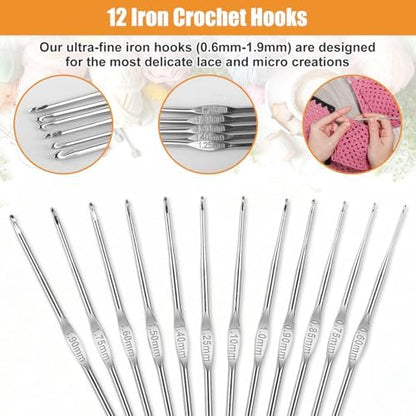 MECHEER Crochet Kit for Beginners, 54 Pack Crochet Hook Set Crochet Accessories, Ergonomic Knitting Kit with Storage Case, Crochet Needles, Hand Craft Knitting Accessories for Crocheters - Image 4